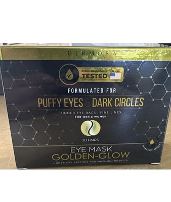 Dermora Under Eye Patches Eye Mask Golden-Glow Puffy Eyes Dark Circles 20 Pairs