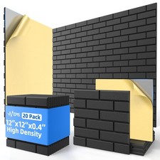 20 Pack Acoustic Panels with Self Adhesive, 12" X X 20 Brick, Black