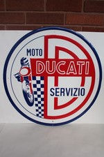 Vintage Embossed Ducati  Moto Servizio Motorcycle Tin Sign (23 1/4")