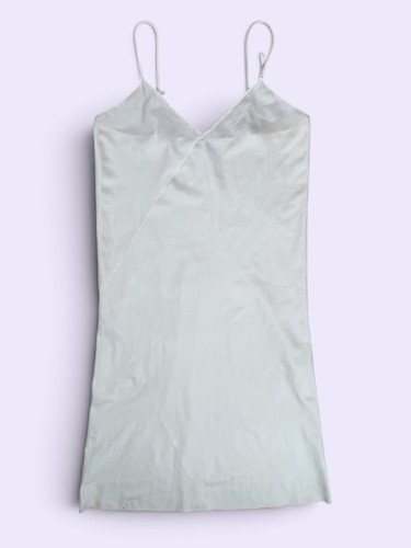 Halston, Camicia da notte vintage anni 70 Halston per Vassarette taglio bias raso slip dress avorio L