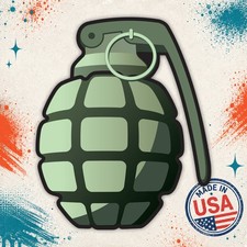 Green Hand Grenade Sticker Decal Uv Laminated Made Usa 3.3x4