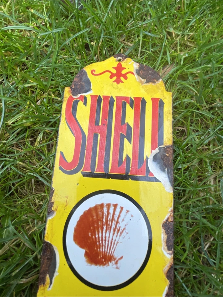 SHELL MOTOR SPIRIT ENAMEL SHOP FINGER PLATE COLLECTABLE ENAMEL SIGN ADVERTISING - Image 4 of 4