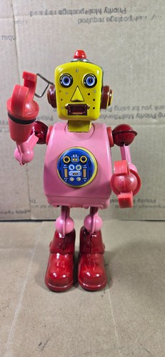 Collectible Tin Planet Robot TR 2022 Rare Pink Version *Broken Winder & No Key*