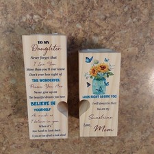 Daughter Gift from Mom - Wooden Candle Holder Natural Present Butterfly Flowers