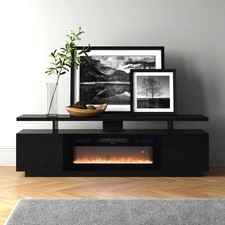 TV Stand & Electric Fireplace Modern High Gloss Unit with 12 Colors LED Lighting