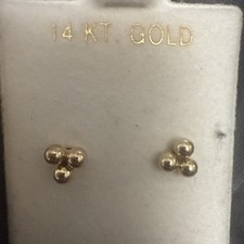 14K Yellow Gold Triple Ball Push Back Earrings