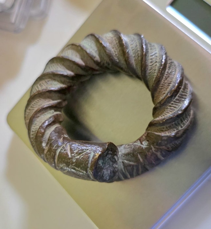 Rare, Manilla, Smaller Solid Bronze Antique African Currency Tribal Cuff.