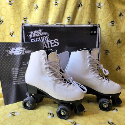 No Fear Damen Eiskunstlauf Quad Skates weiß schwarz UK 6 Schnürstiefel High Top Boot