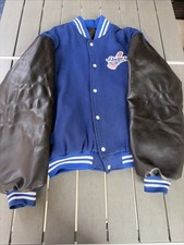 Los Angeles Dodgers Varsity Jacket Sz XL Blue Fabric Blend  Black Faux Leather