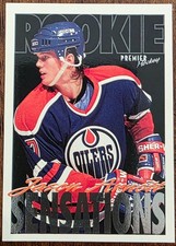 1994-95 TOPPS PREMIER JASON ARNOTT ROOKIE SENSATIONS EDMONTON OILERS CARD #193. rookie card picture