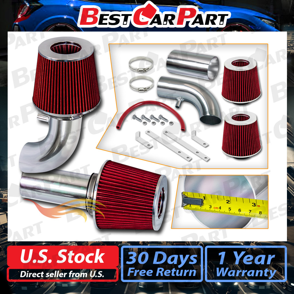 BCP RED 88-95 Ford F250 F-250 5.8L Non-MAF V8 Racing Air Intake Kit+ Filter