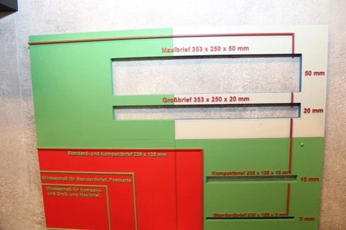 Briefschablone, Porto Schablone, Post Schablone, Frankierhilfe, Versandhilfe