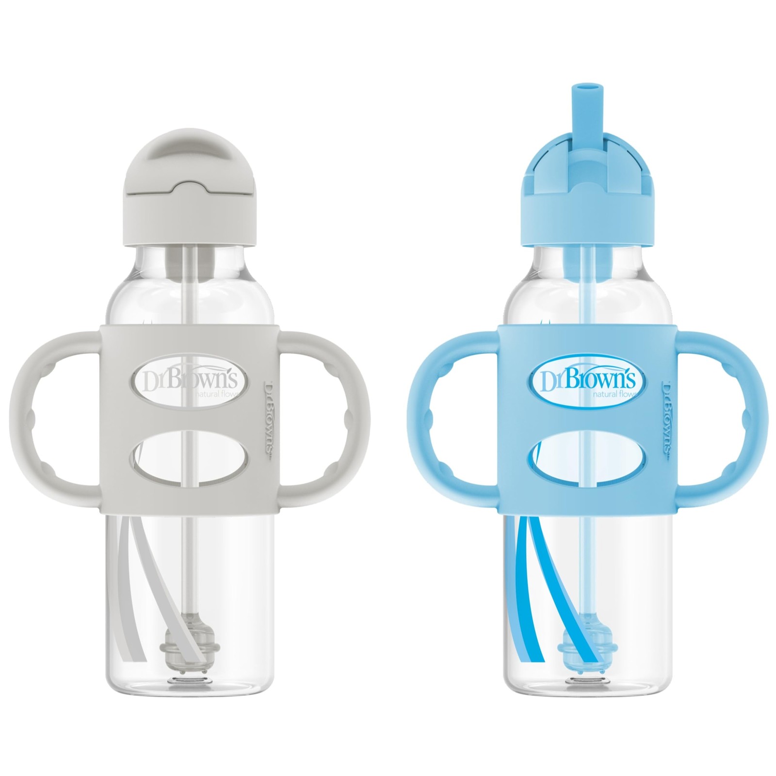 Dr. Brown's Milestones Narrow Sippy Straw Bottle, Spill-Proof with 100% Silicone