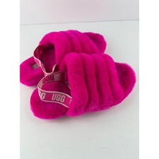 UGG Fluff Yeah Slide Rock Rose Pink Sheepskin Sandals 1098494K Kids 4 Womens 6