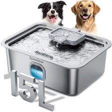4Gal/15L Dog Water Fountain for Large Dogs, Stainless Steel Large Pet Drinkin...