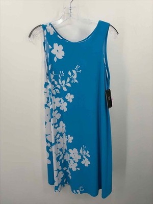 Pre-Owned Clara Sun Woo Blue Size XS Floral Shift Knee Length Sleeveless Dress