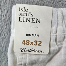  89 NEW Caribbean Roundtree Linen Pants Men 48 x 32 Coastal Comfort White