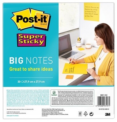 Post-it Super Sticky Big Notes 279 x 279 mm ultragelb 30 Blatt