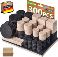 Filzgleiter Selbstklebend Set 300 StüCk - Schwarz - Premium MöBelgleiter Filz Pa