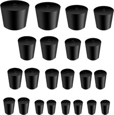 Black 22Pcs Solid Rubber Stoppers Lab Plug 000 -8 Sizes Tapered Lab