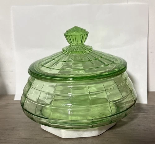 Depression Glass Green Candy Dish