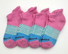 4 Pairs Bombas Women's Tri-Block Ankle socks Cushion Size Med 8-10 Pink Everyday