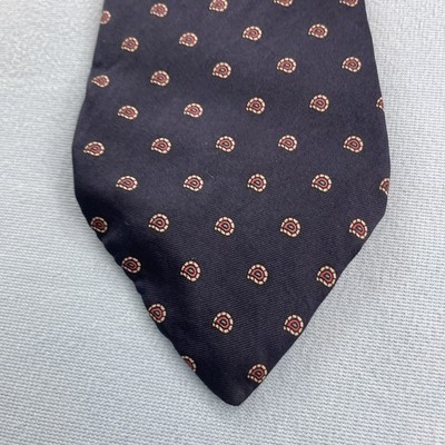 All Silk Tie Macclesfield Neat Art Deco Dots Spots Western Blue Necktie vtg 3x58
