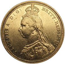 1887-S Queen Victoria Jubilee Head Gold Sovereign - DISH S2 - Extremely Rare