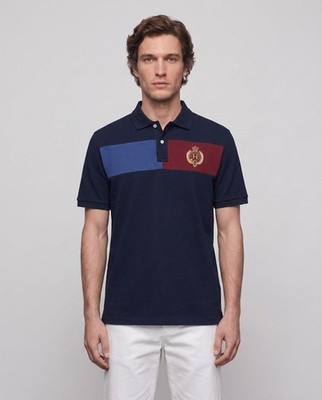 Hackett London Men's Navy Embroidered Crest Logo Polo Shirt Size XL HM563083