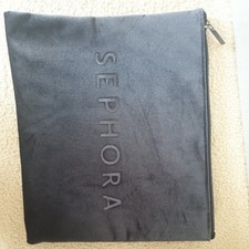 Sephora Dark Grey Velvet Zip Makeup Bag Brand New 