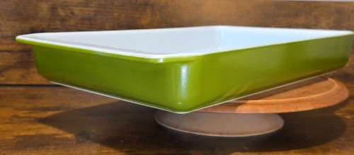 Vintage PYREX 933 Avocado Green Rectangle Baking Dish 15" Mid-Century 1960s USA