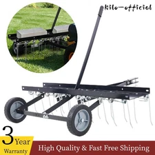 40"Dethatcher Tow Behind Lawn Rake Lawn Sweeper Height Adjustable Lawn Care Tool
