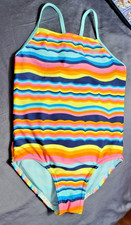 Speedo Girls Thin Strap One Piece Swimsuit Rainbow Size S