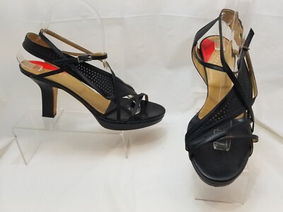 Stephen Venezia Black Leather Dress Sandals Size 38 US 9 M Size MSRP $635.00