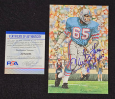 ELVIN BETHEA Signed Goal Line Art Card-HOF-HOUSTON OILERS-PSA