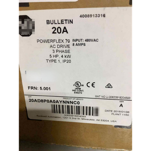 20AD8P0A0AYNNNC0 AB PowerFlex 70 AC Drive 8 A przy 5 KM 20A 20AD8P0A0AYNNNC0 GQ - Zdjęcie 2 z 3