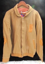 Vintage Jeff Hamilton NBA Conference Finals Tan Bomber Jacket Leather & Wool 3Xl