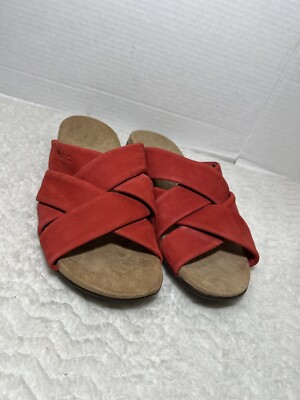 Vionic Juno Sandal Women’s Red Suede Strappy Slip On Comfort Shoe Open  Toe - Main Image