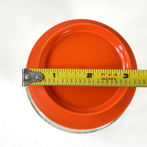 Vintage Anchor Hocking Glass Tang Canister Jar Orange Lid Embossed 'Roses' Retro - Picture 2 of 6
