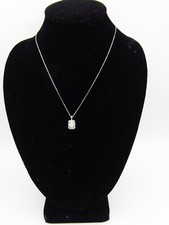STERLING SILVER 18" NECKLACE 1/2" DIAMOND ACCENT PENDANT NEW W TAGS.925 a3