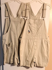 DISNEY WORLD MICKEY MOUSE BEIGE OVERALL SHORTS WMS LARGE NEW NWT