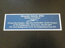 Emmitt Smith Dallas Cowboys Autograph Nameplate Football Helmet Jersey Photo
