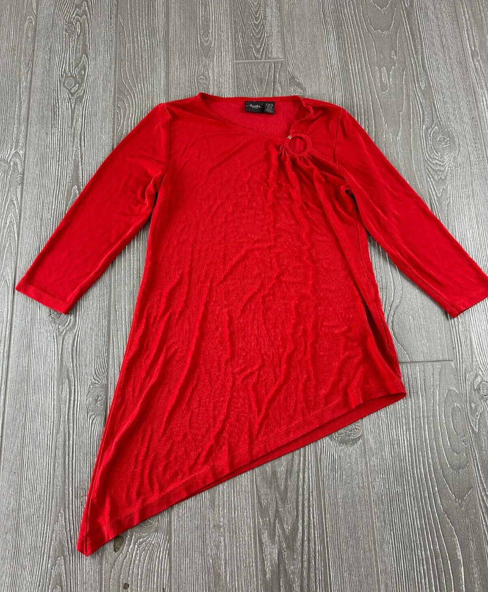 Travelers by Chicos Womens Blouse Asymmetrical Red Top Size 00 | eBay