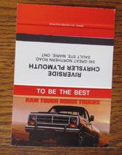 1986 DODGE CHRYSLER TRUCK DEALER MATCHBOOK COVER: SAULT STE. MARIE ON MATCHCOVER