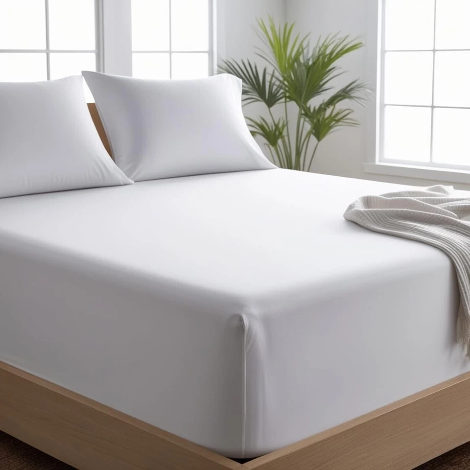 600TC 40CM Extra Deep Fitted Sheet 100% Egyptian Cotton Double King Bed Sheets - Image 3 of 4