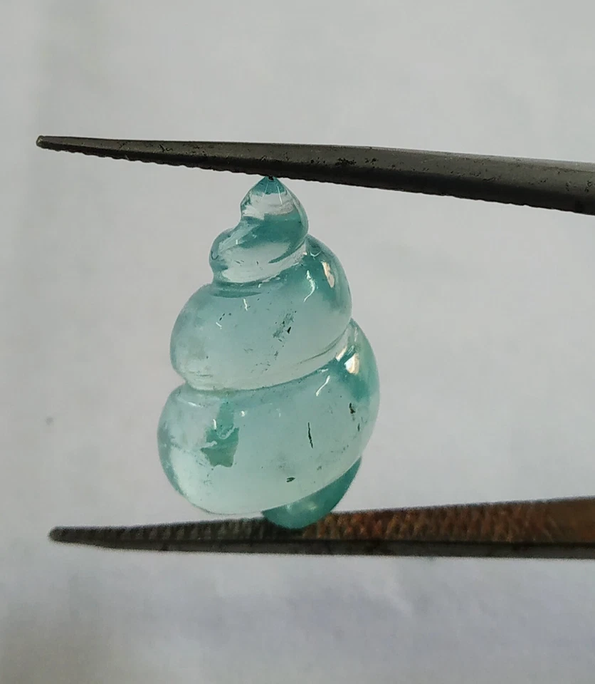 Aquamarine Conch/Drop Carving Blue Color 1 Pc.10x 18 MM.10 Cts Natural Gemstone - Image 2 of 4