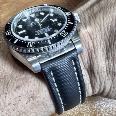 Black Real sailcoth band Strap 20mm Lug Rolex 40mm Explorer II