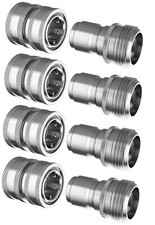 Stainless Steel Garden Hose Quick Connect Set - 4 Female QC x 4 Male Plugs 4x4 