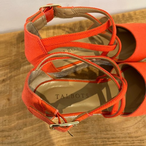 Talbots espadrille wedges orange linen size 6 - Picture 5 of 8