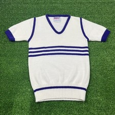 Vintage 60s Cheerleader Supply Co. INC. White  Purple V Neck Sweater Women's 32